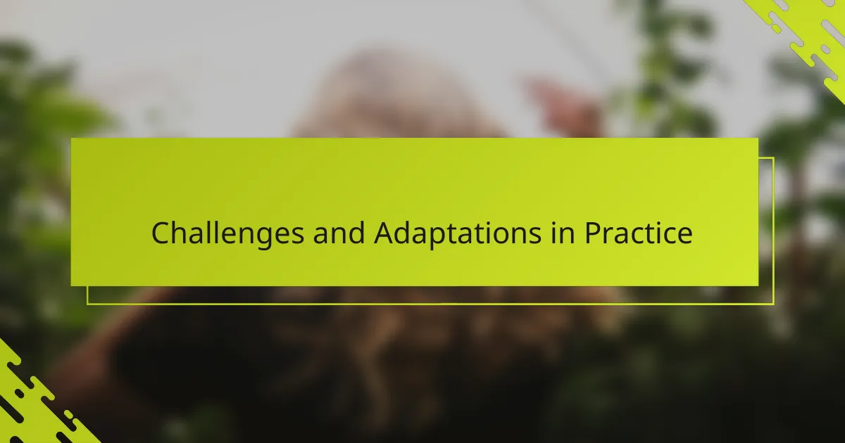 Challenges and Adaptations in Practice