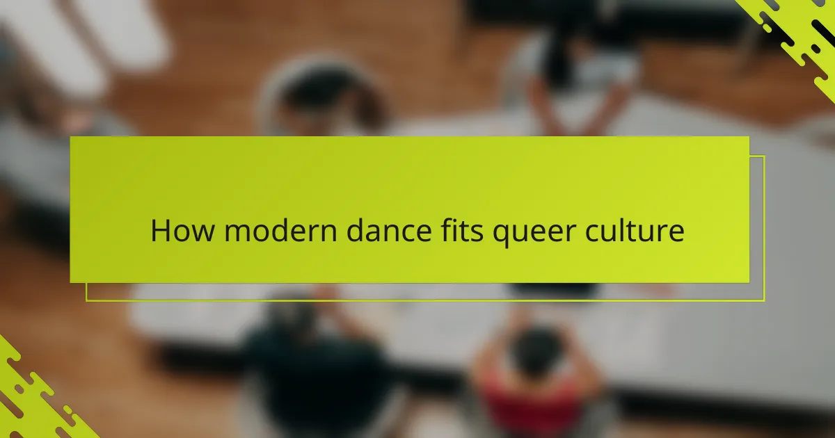 How modern dance fits queer culture