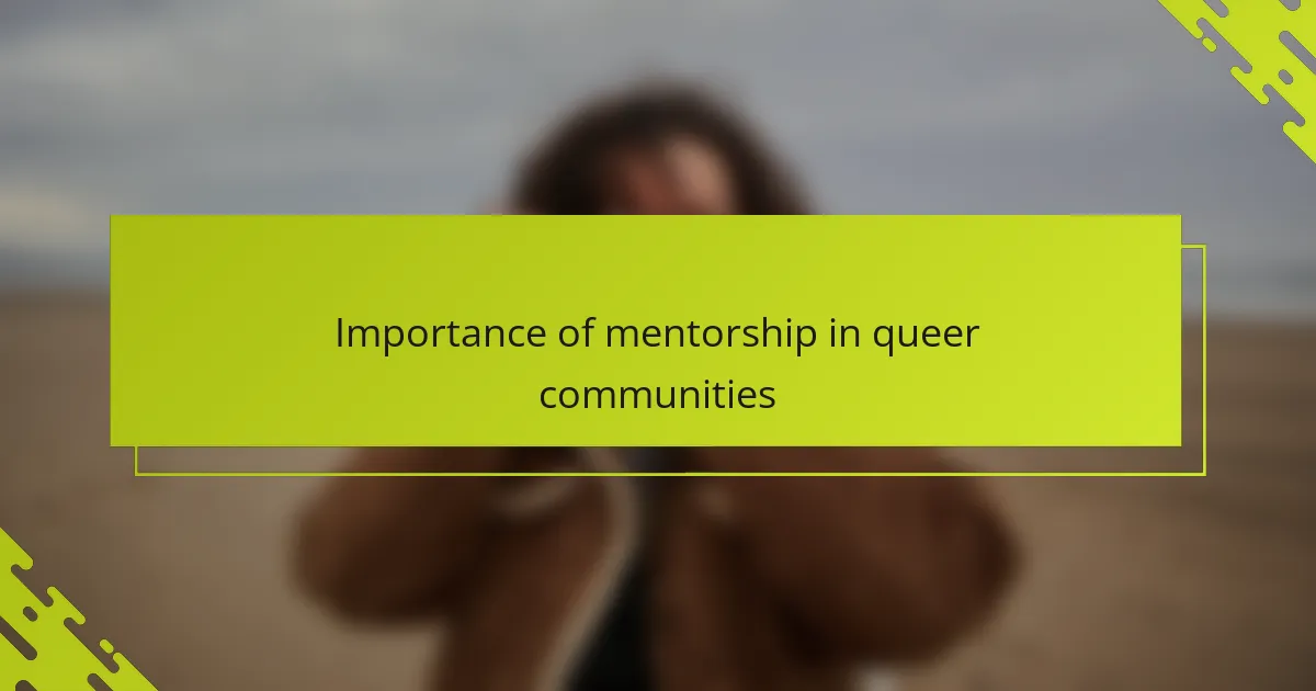 Importance of mentorship in queer communities