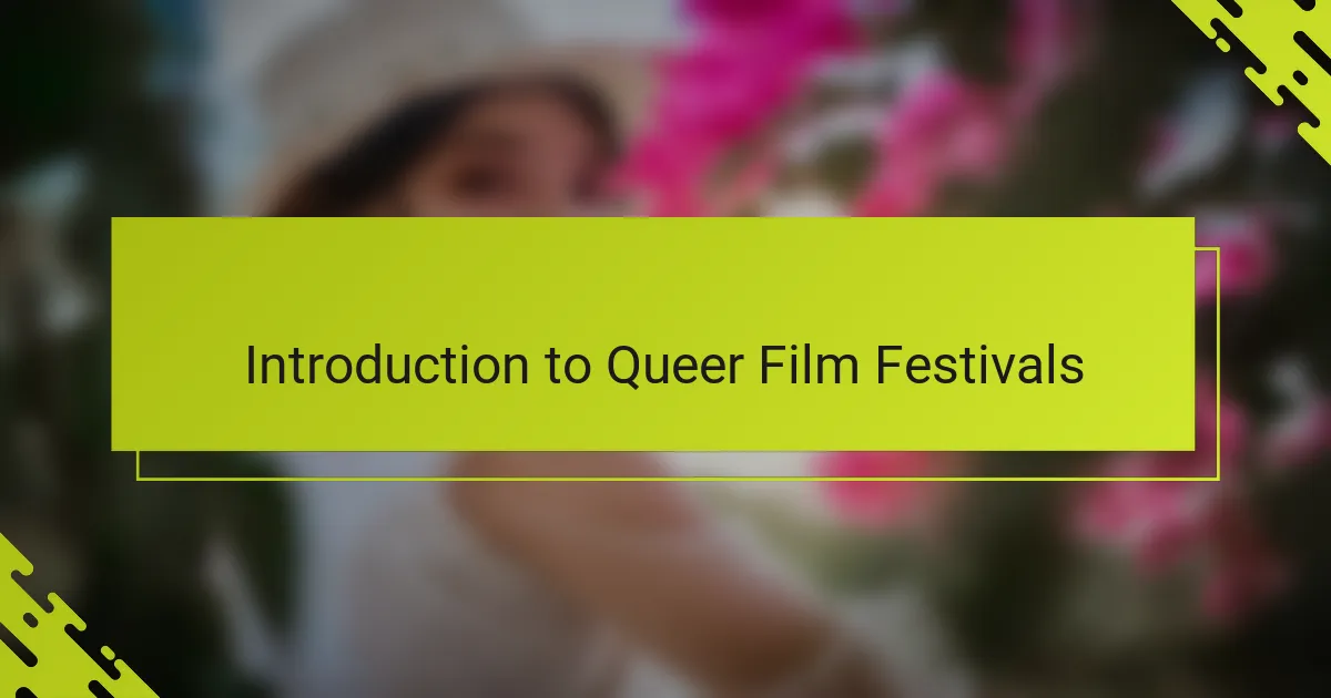 Introduction to Queer Film Festivals