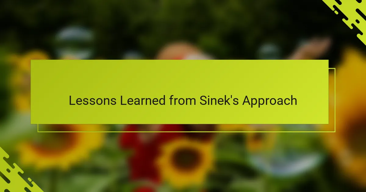 Lessons Learned from Sinek's Approach