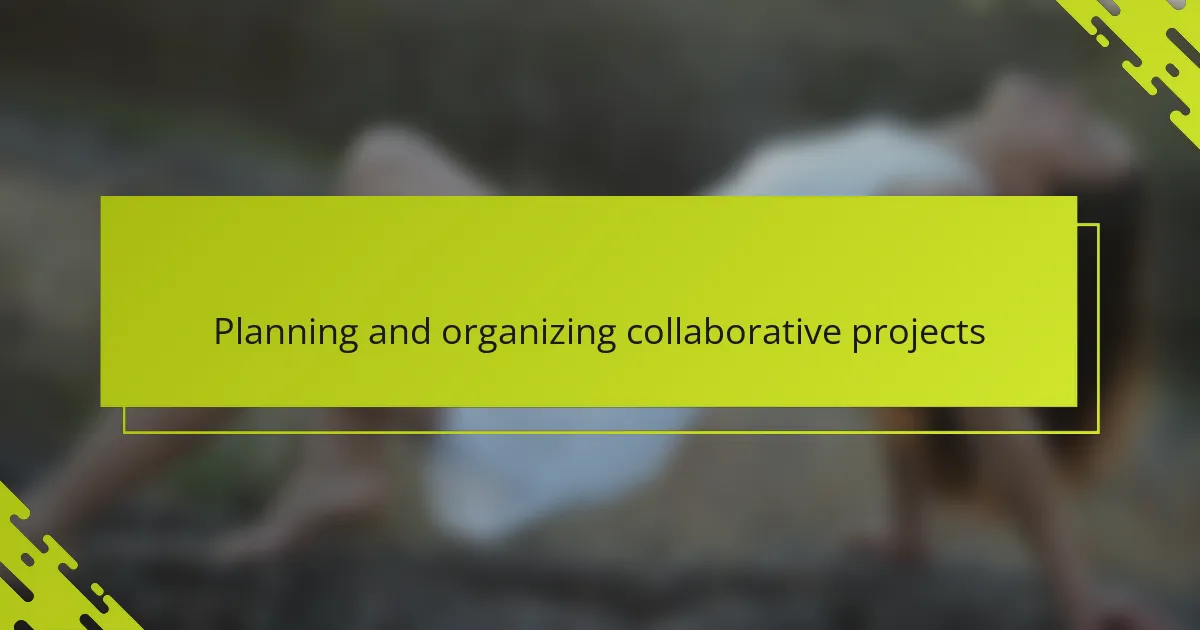 Planning and organizing collaborative projects