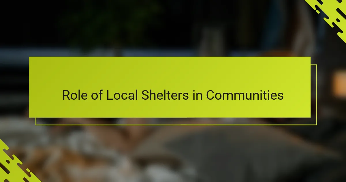 Role of Local Shelters in Communities