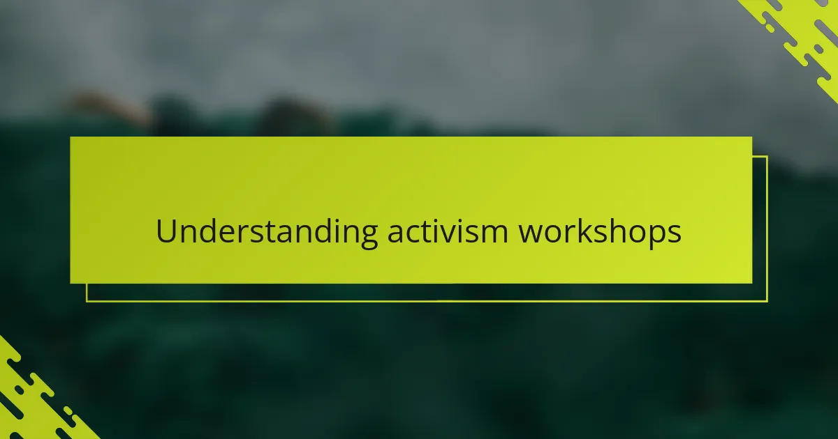 Understanding activism workshops