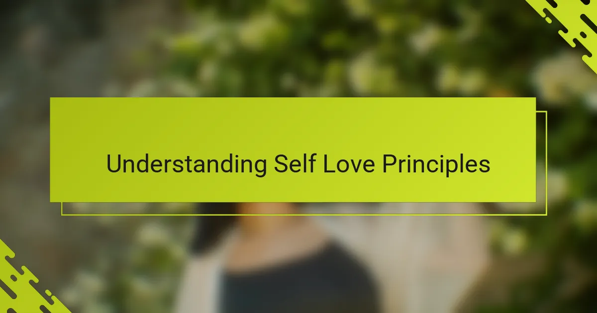 Understanding Self Love Principles